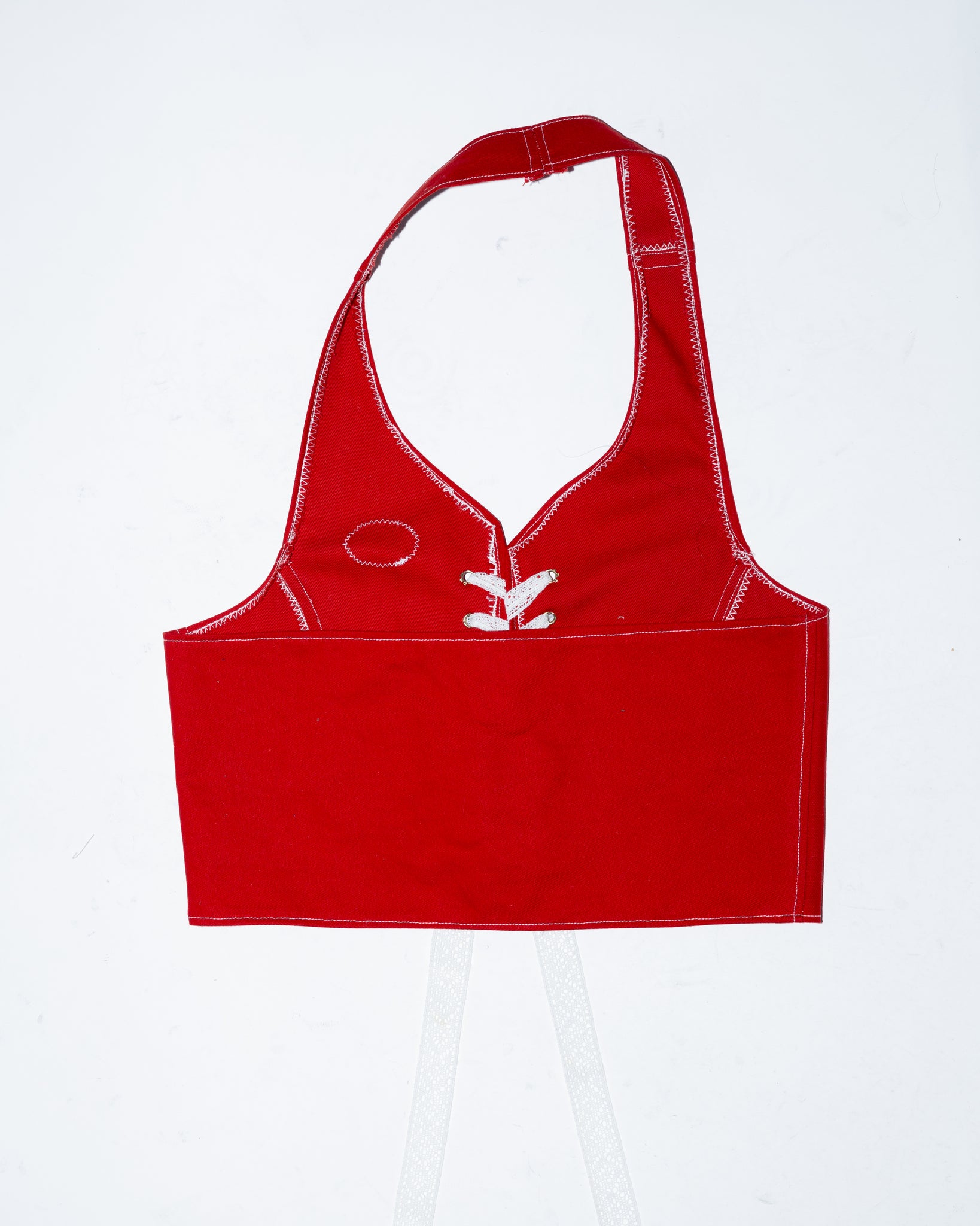 Red Halter Tie Up Top